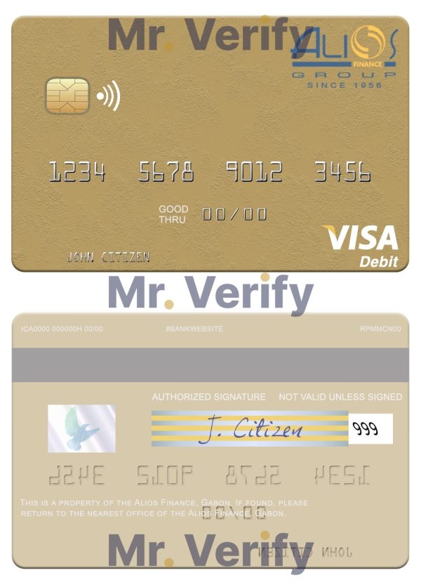 Editable Gabon Alios France visa debit card Templates in PSD Format