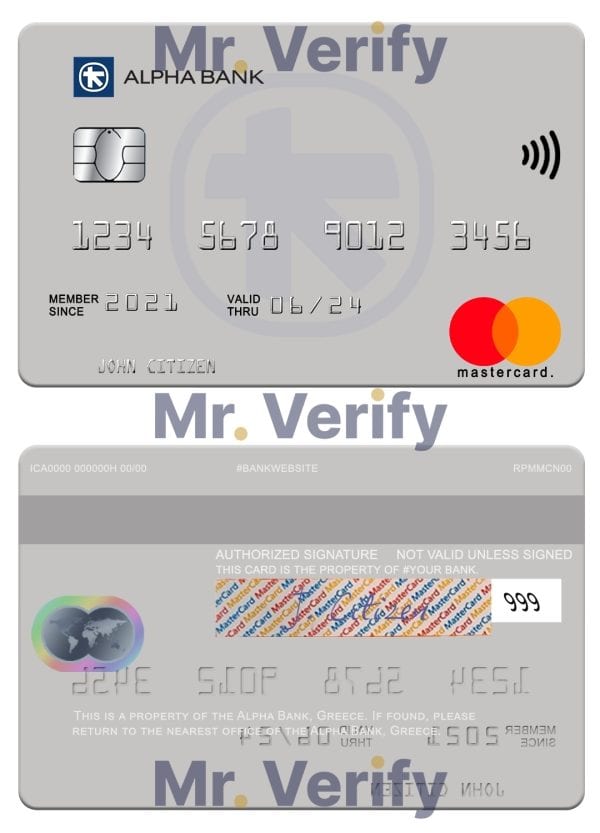 Editable Greece Alpha bank mastercard credit card Templates in PSD Format
