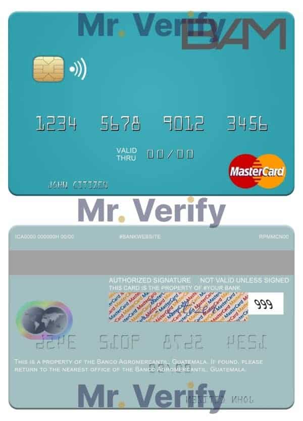 Editable Guatemala Banco Agromercantil mastercard Templates in PSD Format