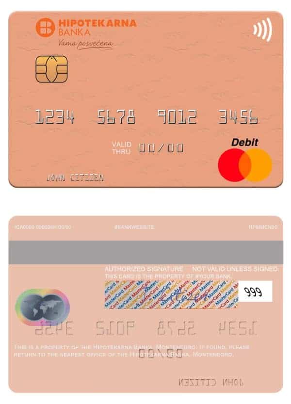 Editable Montenegro Hipotekarna bank mastercard Templates Editable Montenegro Hipotekarna bank mastercard Templates