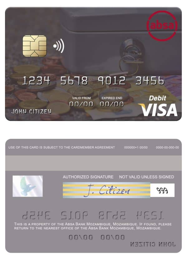 Editable Mozambique Absa Bank Mozambique visa debit card Templates Editable Mozambique Absa Bank Mozambique visa debit card Templates