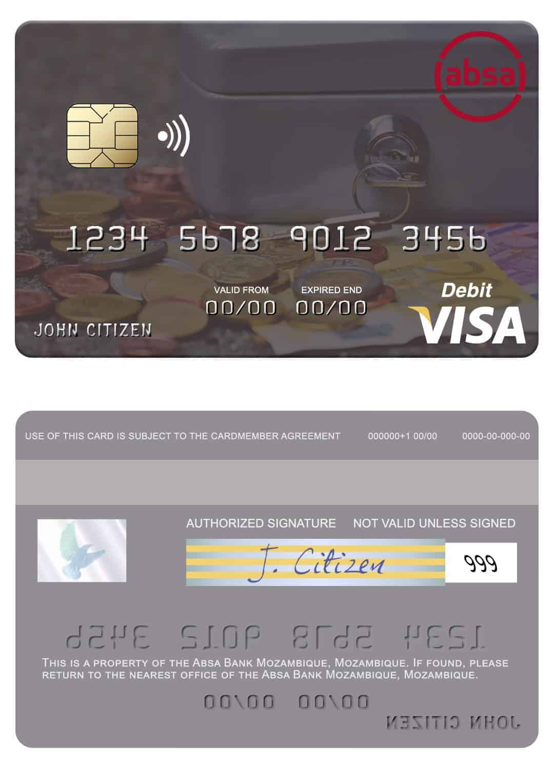 Editable Mozambique Absa Bank Mozambique visa debit card Templates Editable Mozambique Absa Bank Mozambique visa debit card Templates