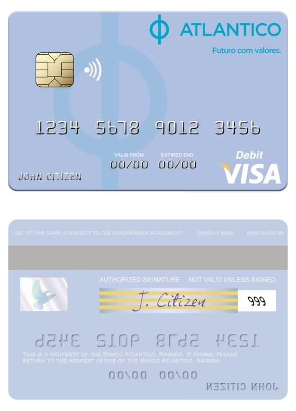 Editable Namibia Banco Atlantico visa debit card Templates Editable Namibia Banco Atlantico visa debit card Templates