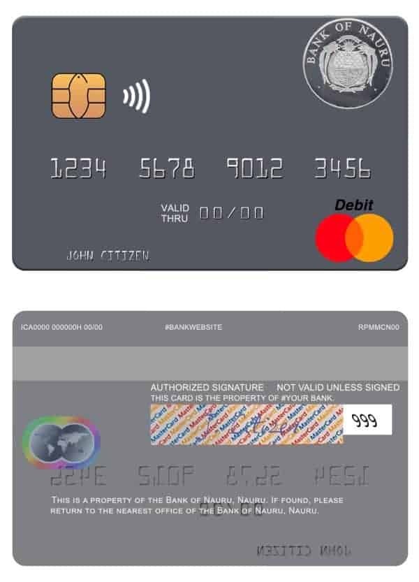 Editable Nauru Bank of Nauru mastercard Templates Editable Nauru Bank of Nauru mastercard Templates