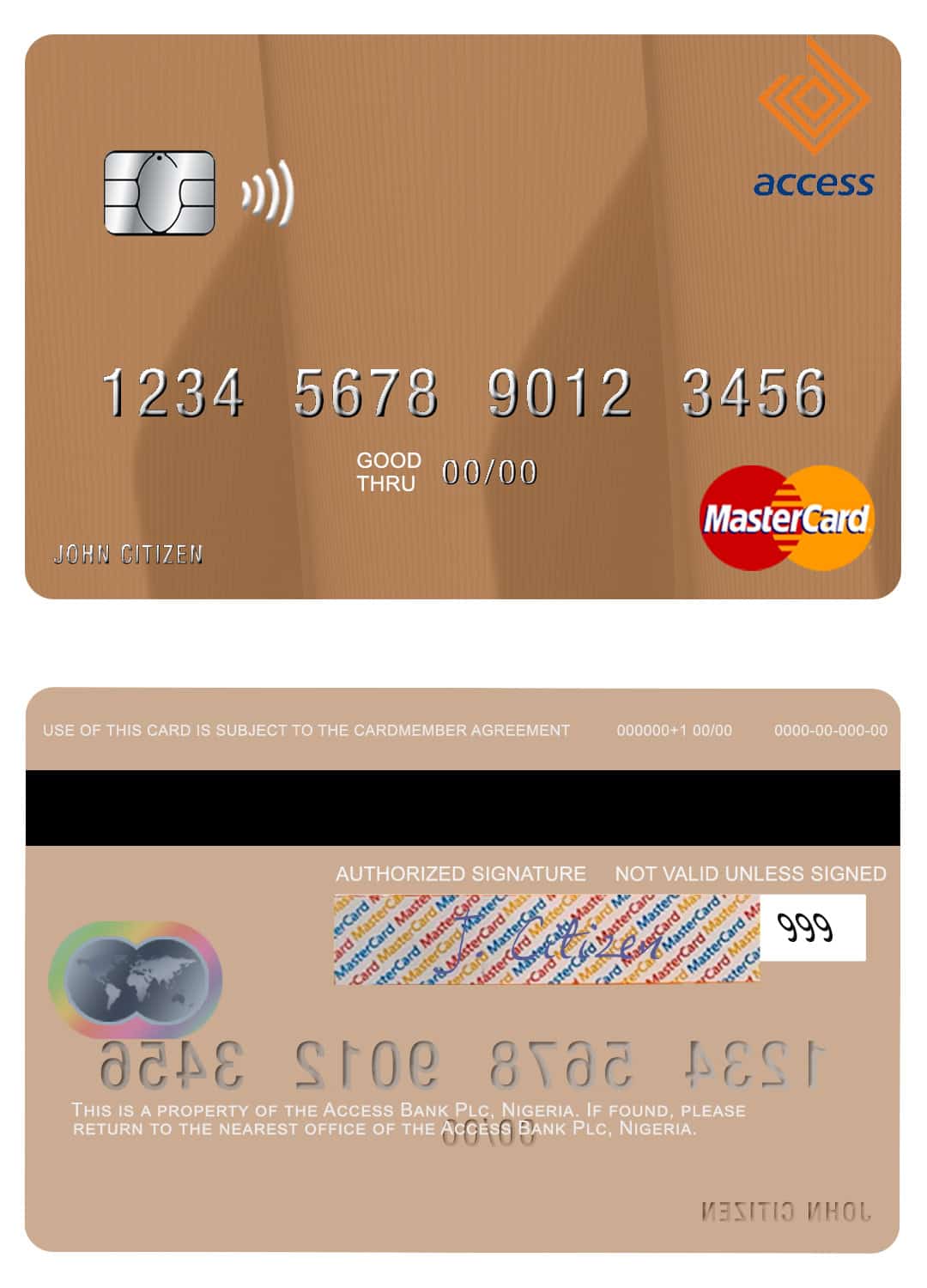 Editable Nigeria Access Bank Plc mastercard Templates Editable Nigeria Access Bank Plc mastercard Templates