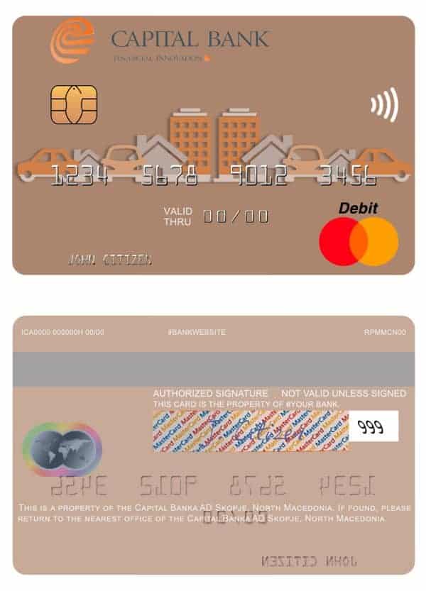 Editable North Macedonia Capital Banka AD Skopje mastercard Templates