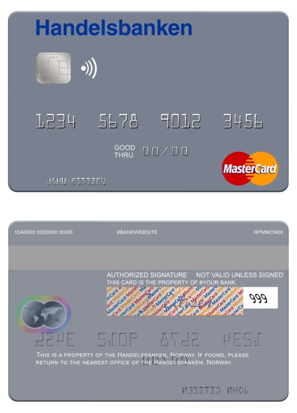 Editable Norway Handelsbanken mastercard Templates Editable Norway Handelsbanken mastercard Templates