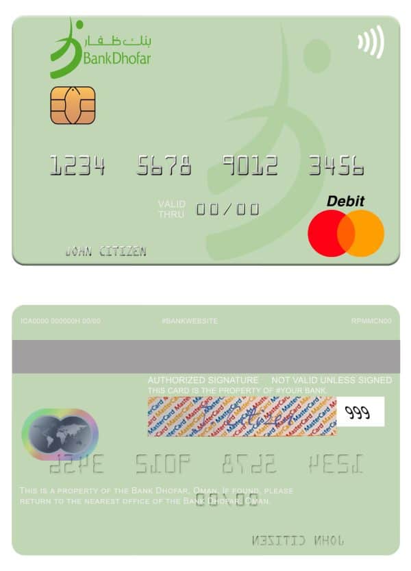 Editable Oman Bank Dhofar mastercard Templates Editable Oman Bank Dhofar mastercard Templates