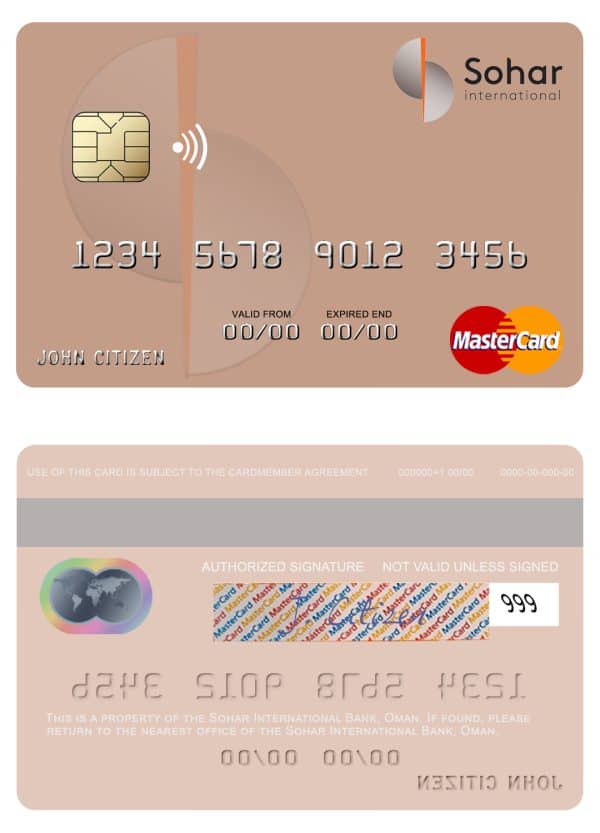 Editable Oman Sohar International Bank mastercard Templates Editable Oman Sohar International Bank mastercard Templates