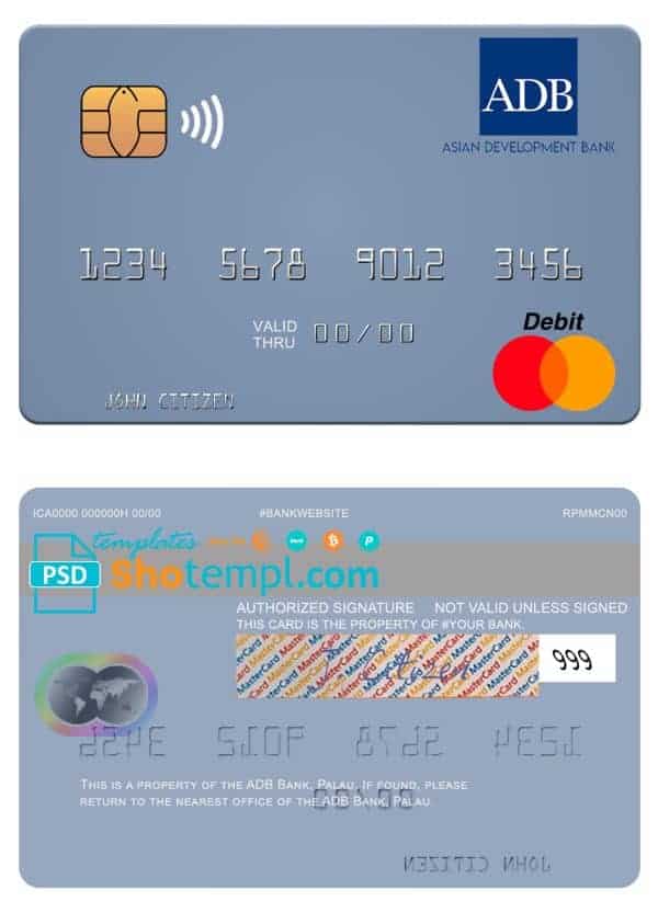 Editable Palau ADB Bank mastercard Templates Editable Palau ADB Bank mastercard Templates