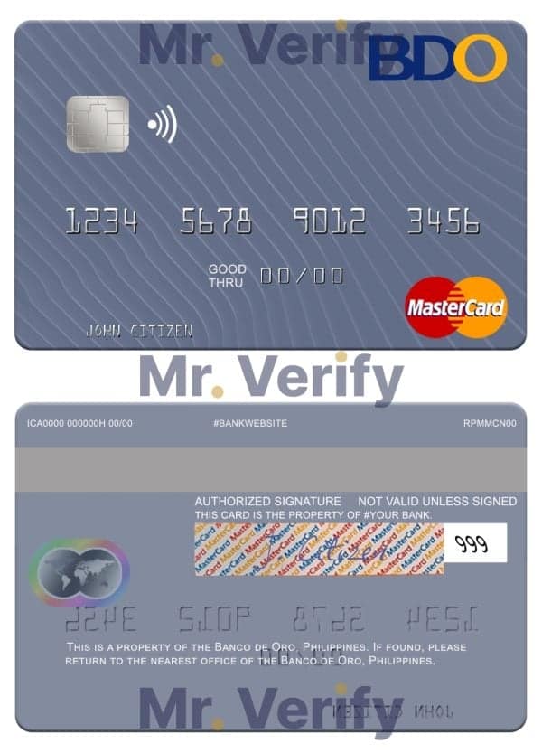 Editable Philippines Banco de Oro mastercard Templates in PSD Format Editable Philippines Banco de Oro mastercard Templates in PSD Format