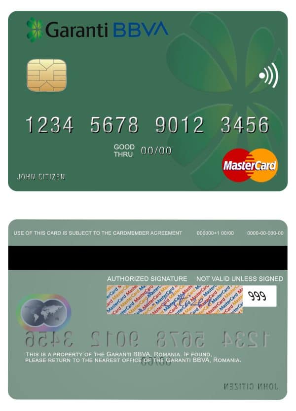 Editable Romania Garanti BBVA mastercard Templates