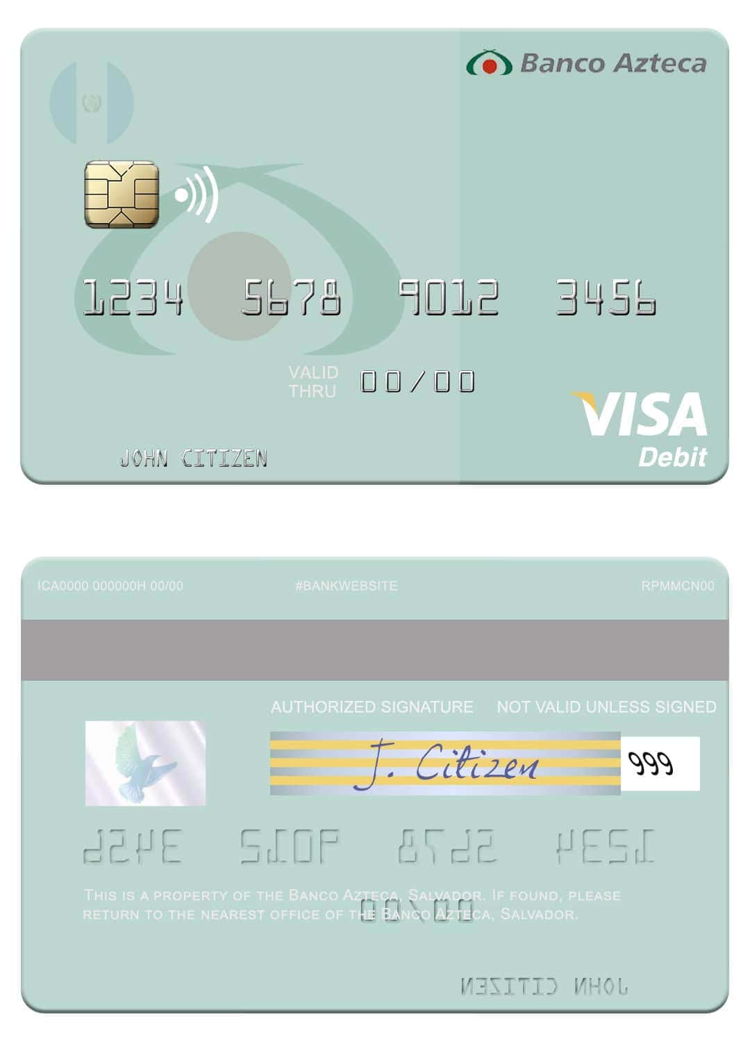 Editable Salvador Banco Azteca visa debit credit card Templates Editable Salvador Banco Azteca visa debit credit card Templates