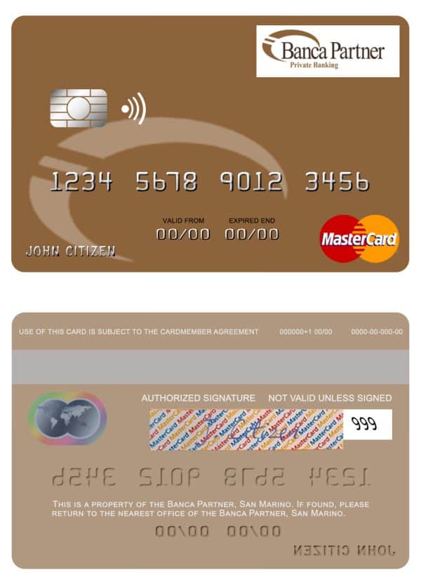 Editable San Marino Banca Partner mastercard Templates