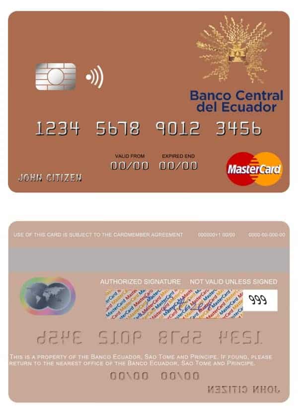 Editable Sao Tome and Principe Banco Ecuador mastercard Templates Editable Sao Tome and Principe Banco Ecuador mastercard Templates