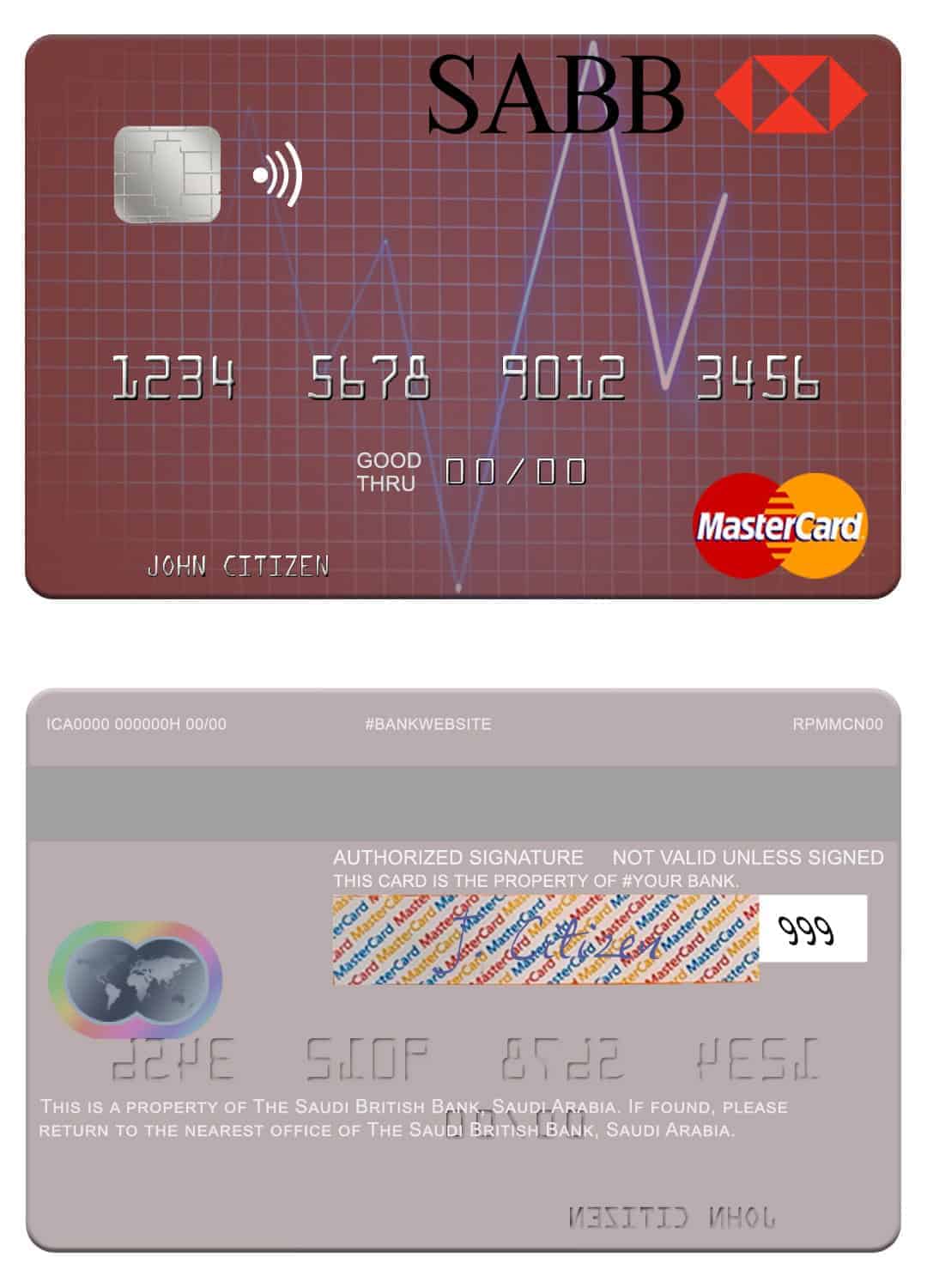 Editable Saudi Arabia The Saudi British Bank mastercard Templates Editable Saudi Arabia The Saudi British Bank mastercard Templates