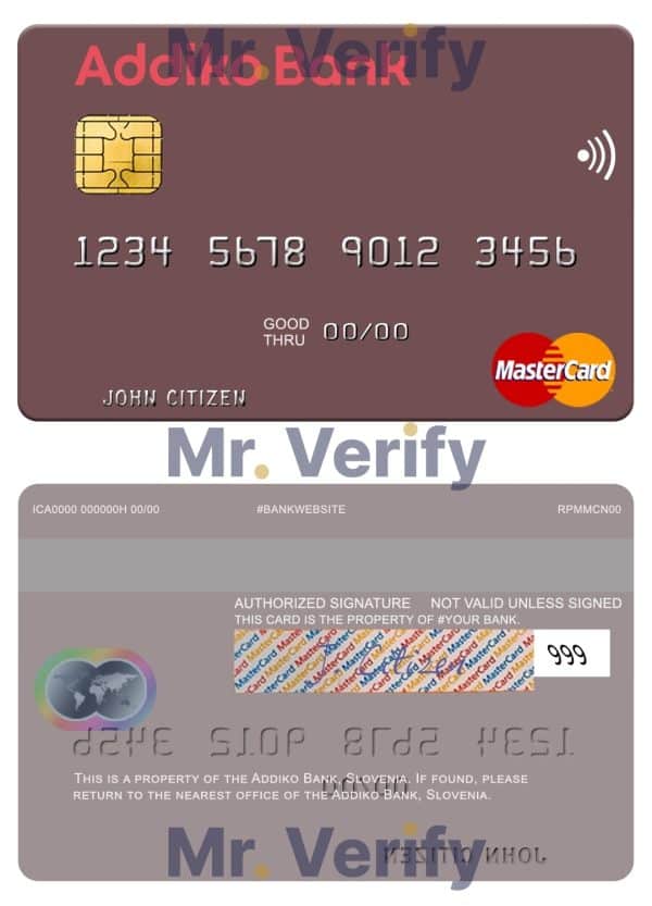 Editable Slovenia Addiko Bank mastercard Templates Editable Slovenia Addiko Bank mastercard Templates