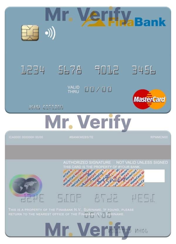 Editable Suriname Finabank N.V. mastercard Templates in PSD Format Editable Suriname Finabank N.V. mastercard Templates in PSD Format