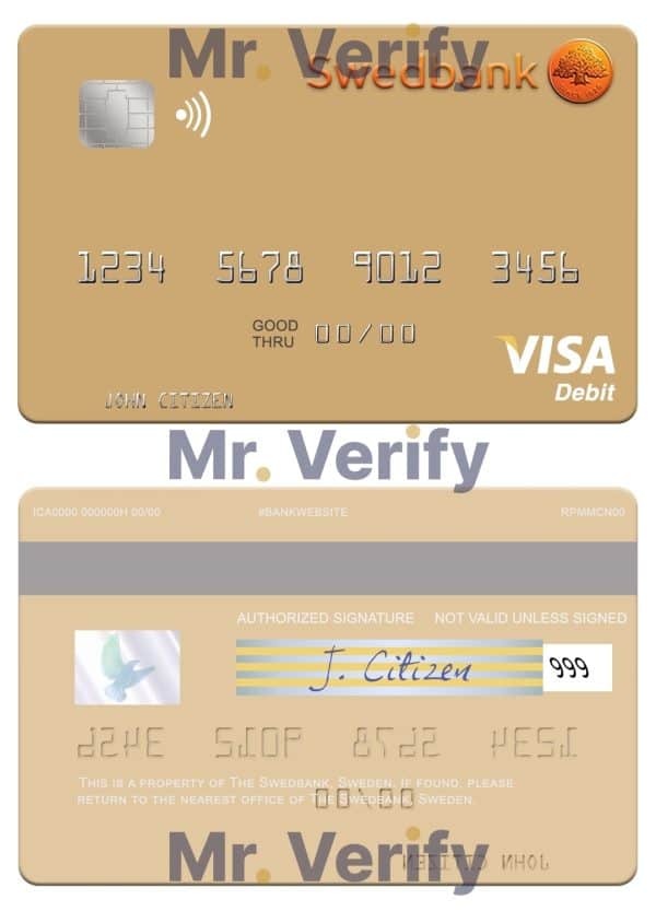 Editable Sweden Swedbank visa debit card Templates in PSD Format Editable Sweden Swedbank visa debit card Templates in PSD Format