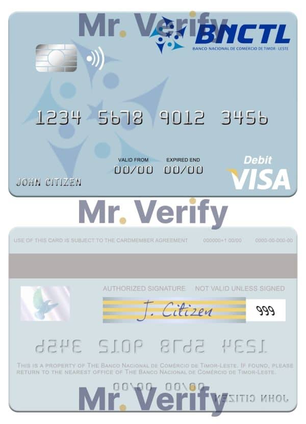 Editable Timor-Leste Banco Nacional de Comércio de Timor-Leste visa debit card Templates