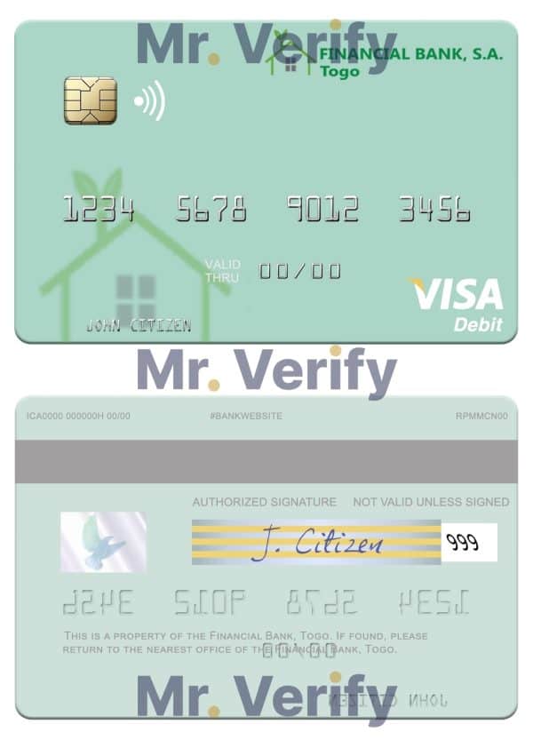 Editable Togo Financial Bank visa debit card Templates in PSD Format Editable Togo Financial Bank visa debit card Templates in PSD Format