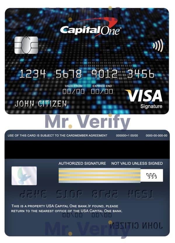 Editable USA Capital One bank visa signature card Templates in PSD Format