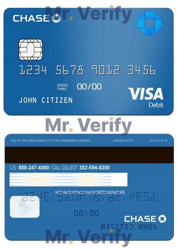Editable USA Chase bank Visa Debit Card Templates in PSD Format