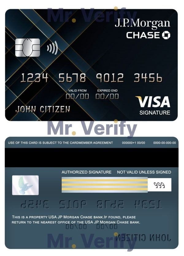 Editable USA JP Morgan Chase bank visa signature card Templates in PSD Format