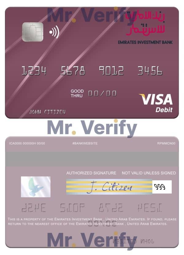 Editable United Arab Emirates Emirates Investment Bank visa debit card Templates in PSD Format Editable United Arab Emirates Emirates Investment Bank visa debit card Templates in PSD Format
