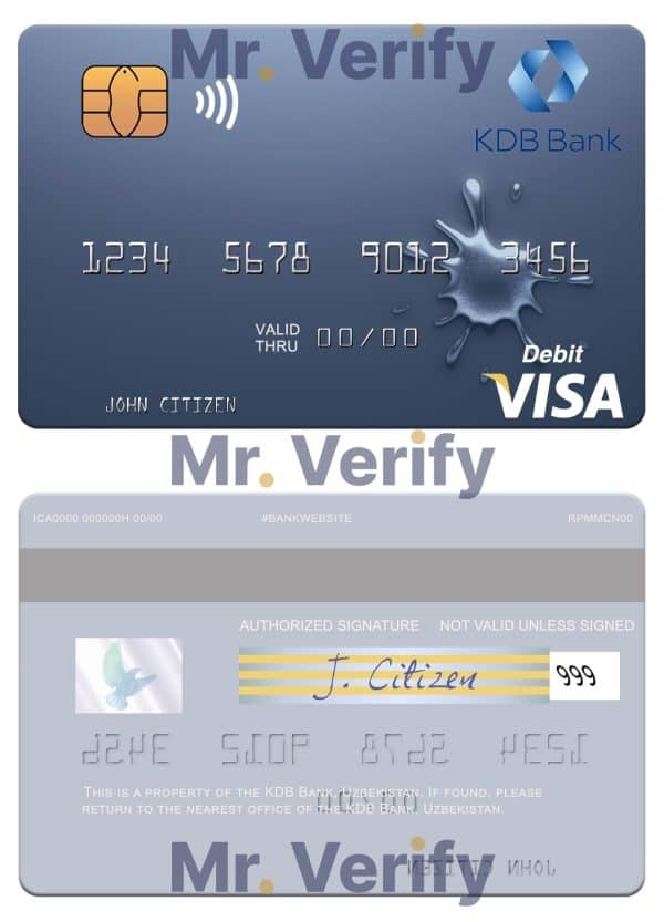 Editable Uzbekistan KDB Bank visa debit card Templates in PSD Format