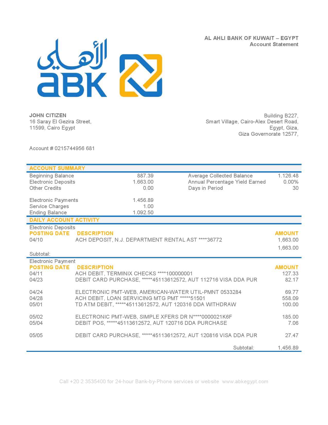 Egypt-Al-Ahli-Bank-of-Kuwait-bank-statement-easy-to-fill-template-in-Word-and-PDF-format.jpg Egypt Al Ahli Bank of Kuwait bank statement easy to fill template in Word and PDF format