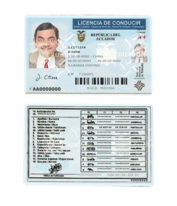 Fake Ecuador Driver License Template