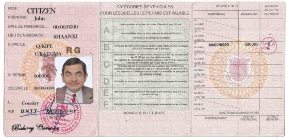 Fake Guinea Driver License Template Fake Guinea Driver License Template