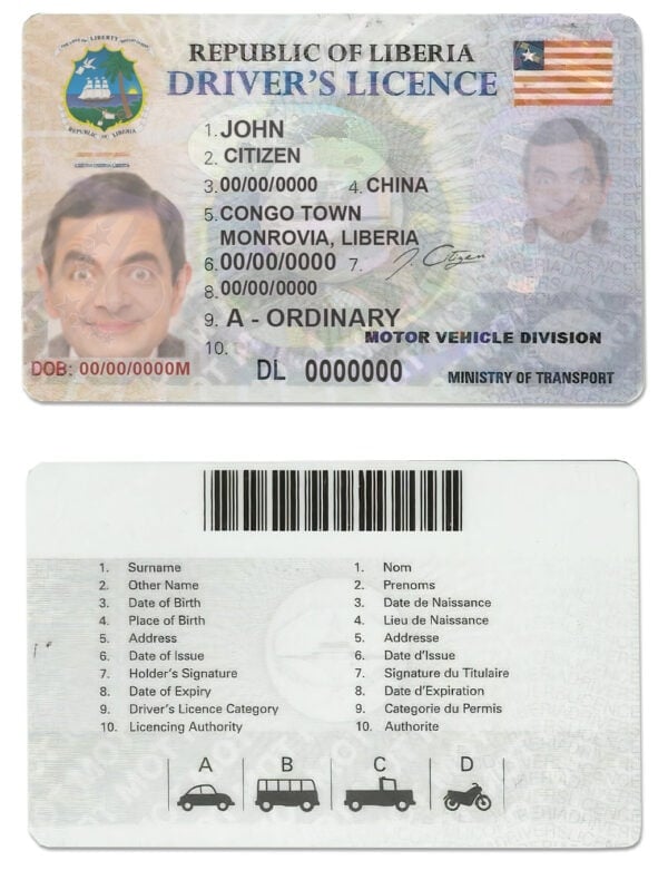 Fake Liberia Driver License Template Fake Liberia Driver License Template