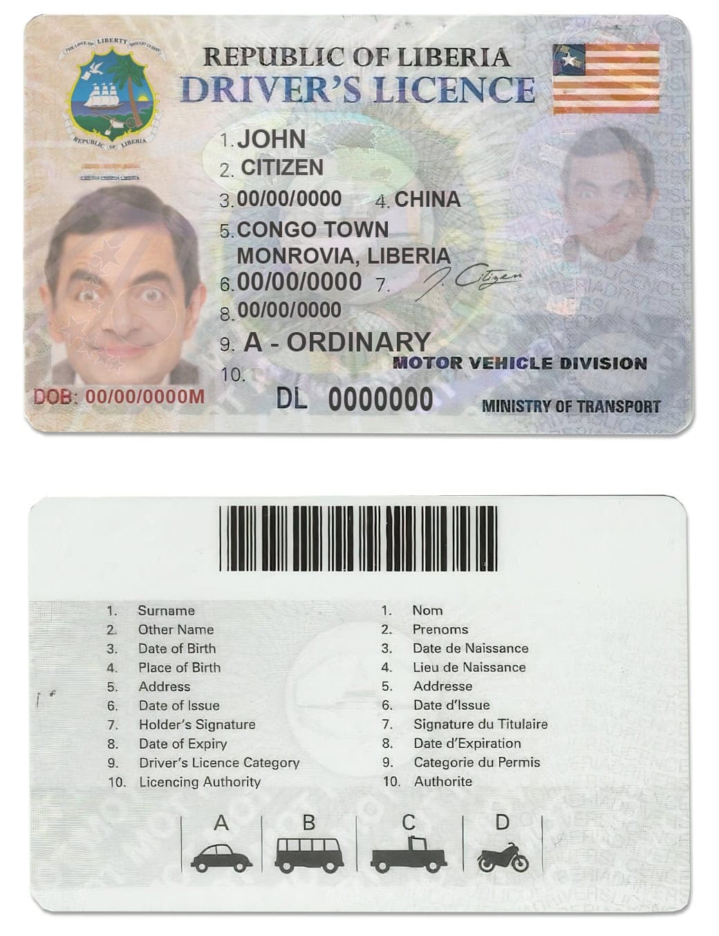 Fake Liberia Driver License Template Fake Liberia Driver License Template