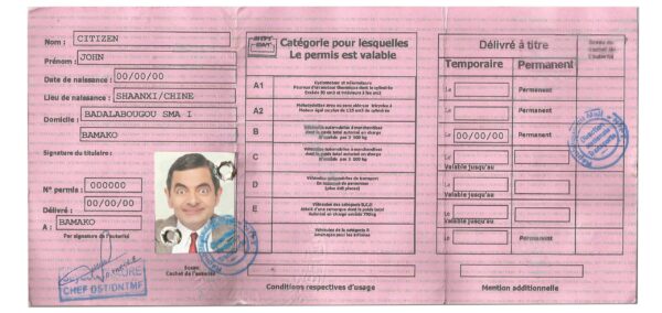 Fake Mali Driver License Template Fake Mali Driver License Template
