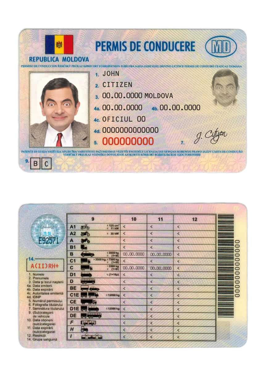 Fake Moldova Driver License Template Fake Moldova Driver License Template