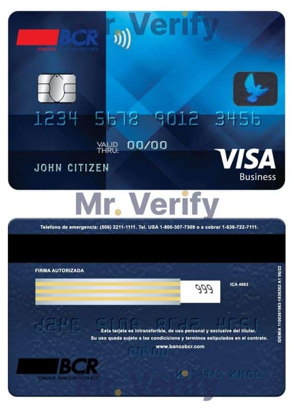 Fillable Costa Rica The Bank of Costa Rica bank visa business credit card Templates