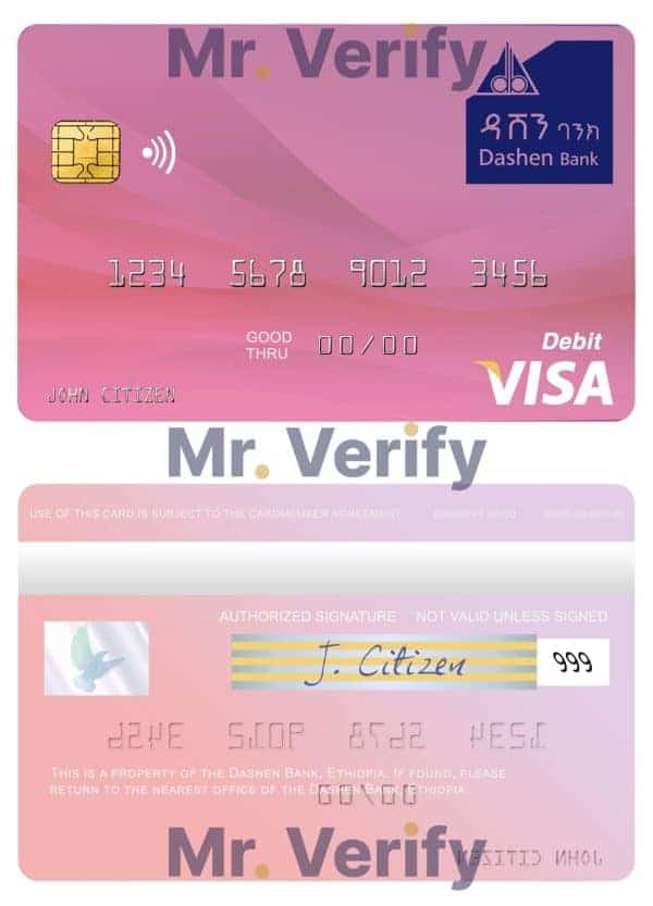 Fillable Ethiopia Dashen Bank visa debit credit card Templates