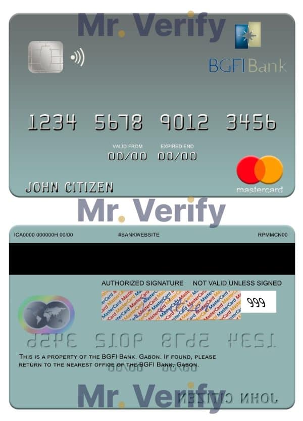 Fillable Gabon BGFI Bank mastercard Templates