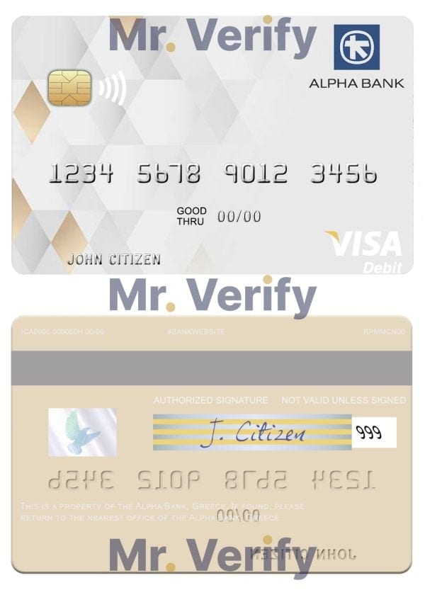 Fillable Greece Alpha Bank visa debit card Templates