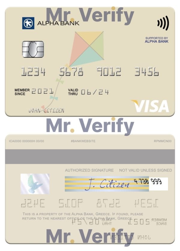 Fillable Greece Alpha bank visa credit card Templates (version 3) | Layer-Based PSD