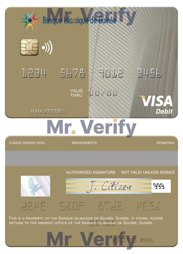 Fillable Guinea Banque Islmaique de Guinée visa card Templates