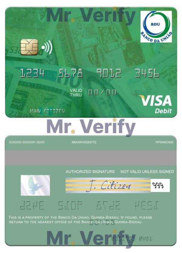 Fillable Guinea Bissau Banco Da Uniao visa card Templates