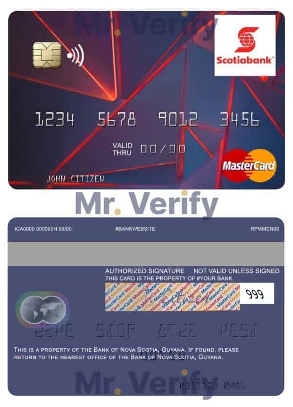 Fillable Guyana Bank of Nova Scotia mastercard credit card Templates