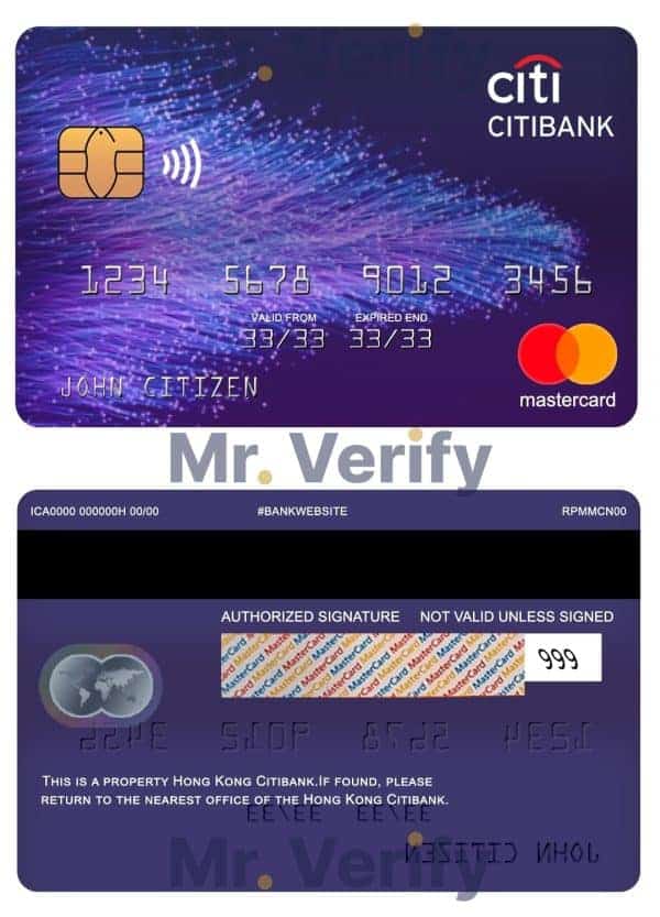 Fillable Hong Kong Citibank mastercard Templates