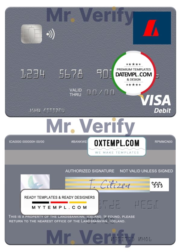 Fillable Iceland Landsbankinn visa card Templates