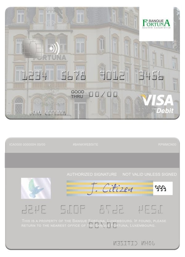 Fillable Luxembourg Banque Fortuna visa credit card Templates
