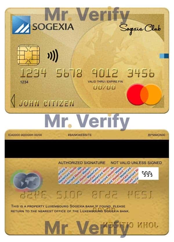 Fillable Luxembourg Sogexia bank mastercard credit card Templates