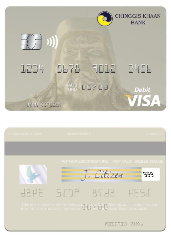 Fillable Mongolia Chinggis Khaan bank visa debit card Templates Fillable Mongolia Chinggis Khaan bank visa debit card Templates